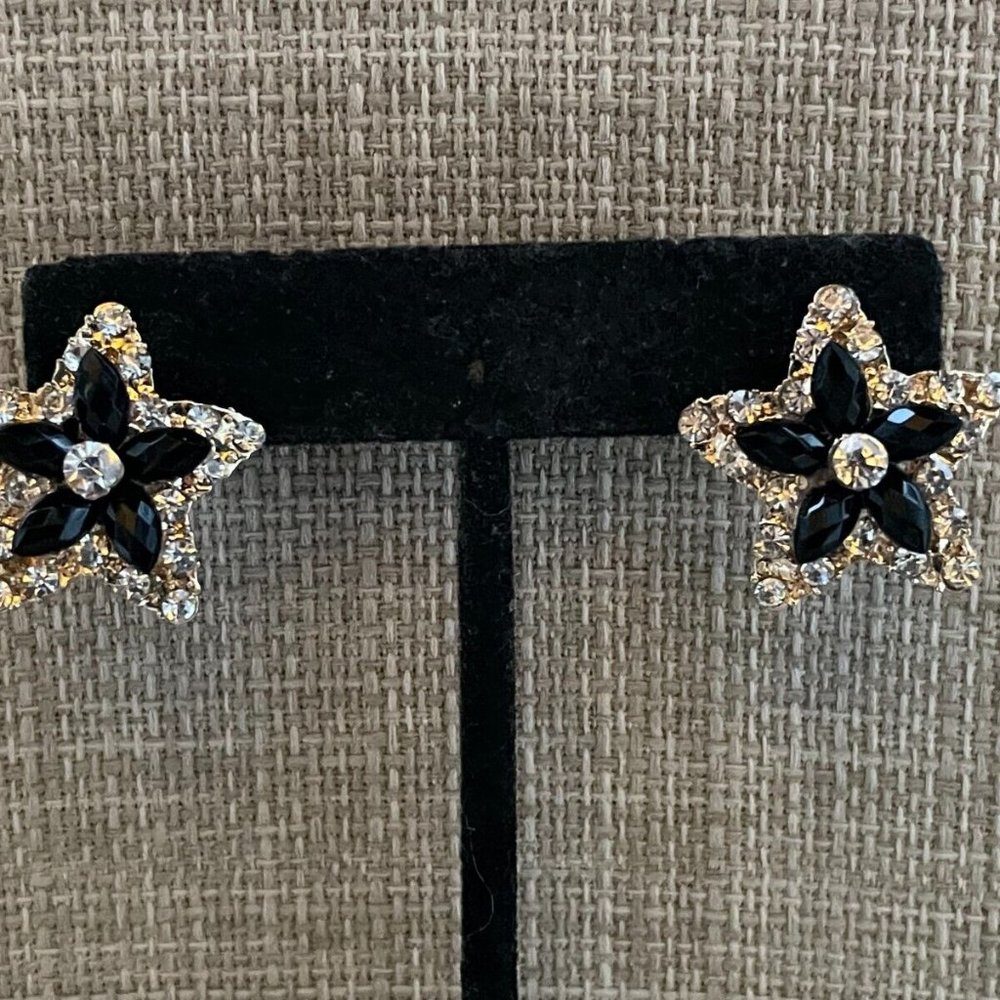 Women Earrings Fashion Black/Gold Tone Fashion Jewelry Crystals Accent